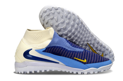 Nike Phantom 6 High Academy TF "Fear Nothing" – Edição Limitada Azul/Branco/Amarelo – Campo Sintético